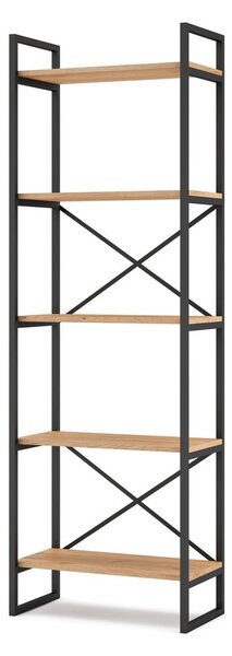 Črn/naravni regal v hrastovem dekorju 58x175 cm Dusan – Marckeric