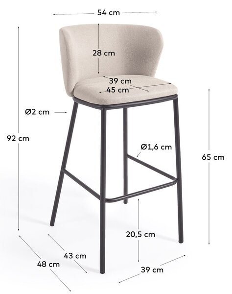Bež barski stol (višina sedeža 65 cm) Ciselia – Kave Home