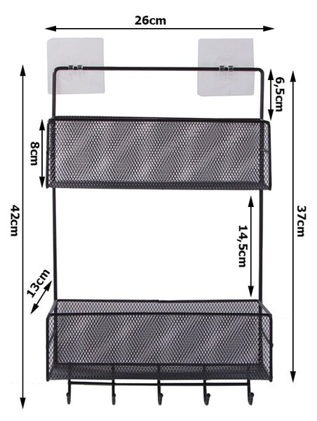 Kovinski stenski organizator 5 kljukic 37x26cm