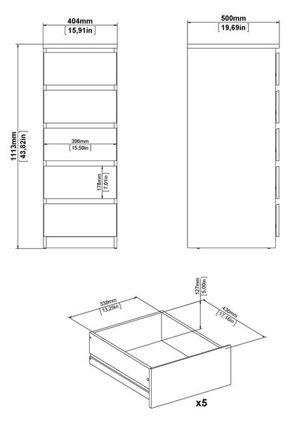Komoda v hrastovem dekorju 40x111x50 cm Naia – Tvilum