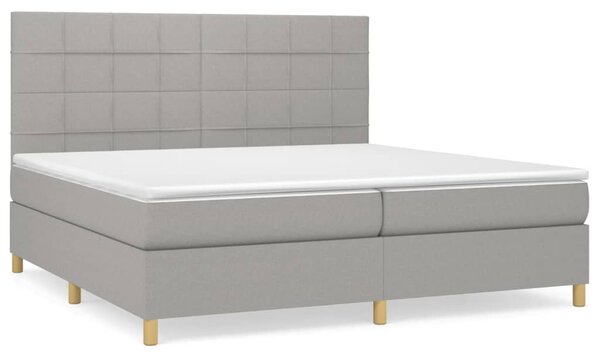 VidaXL Box spring postelja z vzmetnico svetlo siva 200x200 cm blago