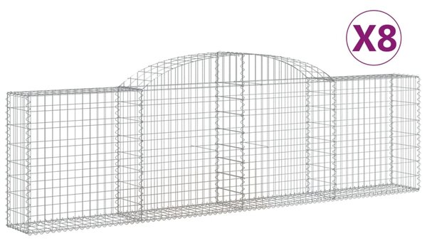 VidaXL Obokane gabion košare 8 kosov 300x30x80/100 cm cinkano železo