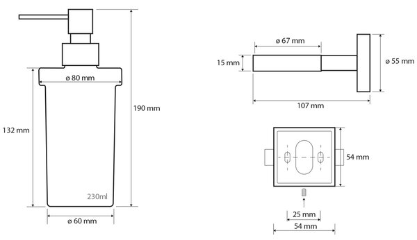 SAPHO XQ100 X-Square razpršilnik za milo 250 ml,krom