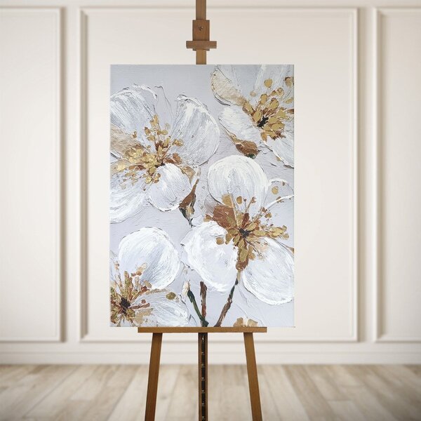 Slika z ročno naslikanimi elementi 70x100 cm Petal Glow – Styler