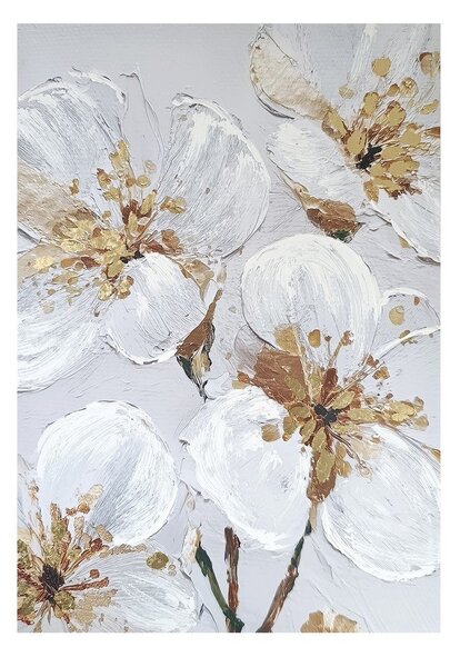 Slika z ročno naslikanimi elementi 70x100 cm Petal Glow – Styler