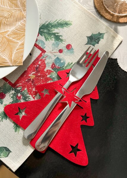 Etui za jedilni pribor CHRISTMAS TREE, 4 kos
