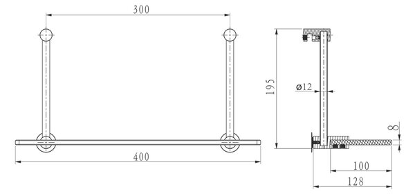 SAPHO 1301-15 viseča steklena polica za tuš zaslon40 x 18 x 12,5 cm, srebrna