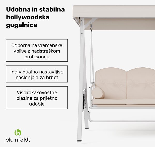 Blumfeldt GranSway, hollywoodska gugalnica, 3-sedežna, individualno nastavljiva, prašno lakirano jeklo, odporna na vremenske vplive