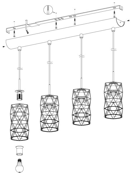 Eglo 97066 - Obesna svetilka ESTEVAU 4xE27/60W/230V