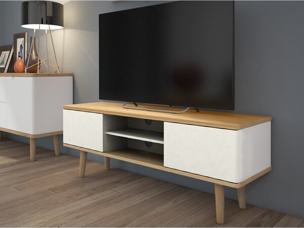 Bela TV omarica iz hrastovega dekorja 140x52 cm Alana - Støraa
