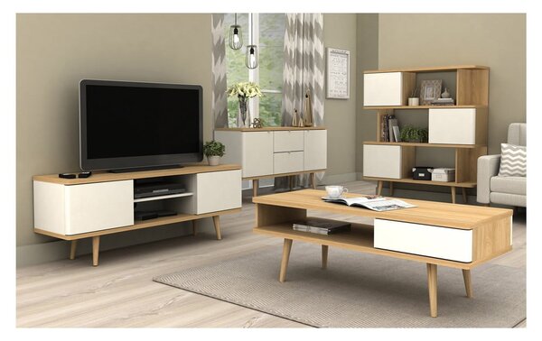 Bela TV omarica iz hrastovega dekorja 140x52 cm Alana - Støraa