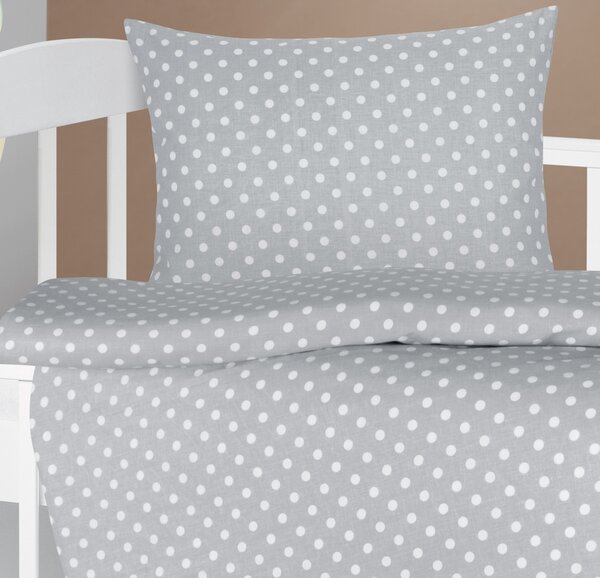 Bellatex Otroški komplet vzglavnika in odeje Polkadots siva, 75 x 100 cm, 42 x 32 cm