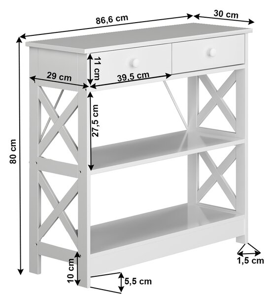Konzolna mizica Lomir, 86,6 x 30 x 80 cm