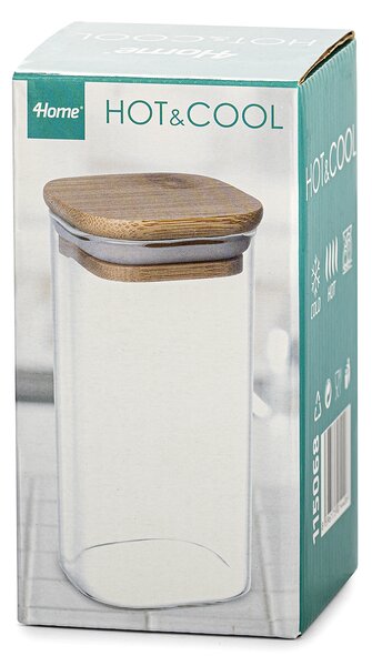 4Home Steklena posoda za hrano s pokrovom Bamboo, 300 ml