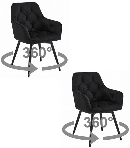 Vrtljivi jedilni stol JORK360 VELVET, črn