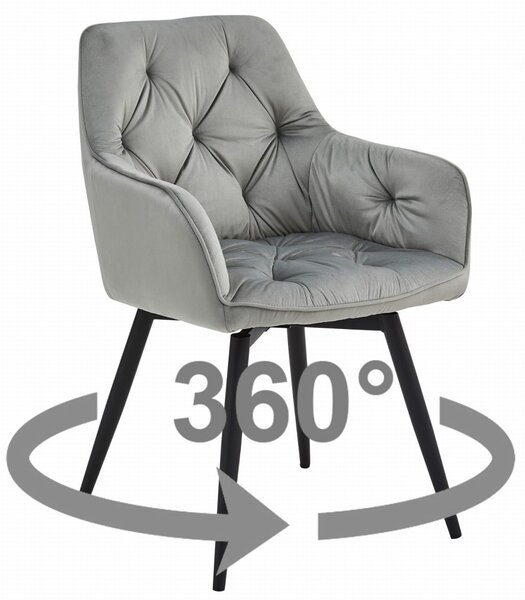Vrtljiv jedilni stol JORK360 VELVET, svetlo siv
