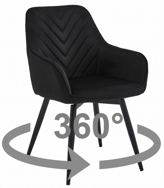 Vrtljiv jedilni stol NANA360 VELVET, črn