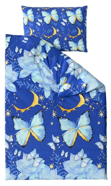 Bombažna posteljnina MODRI METULJ temno modra Dimenzije posteljnine: 70 x 90 cm | 140 x 200 cm