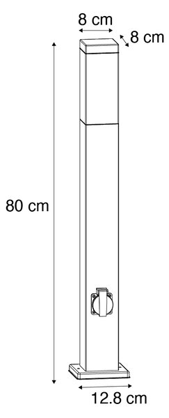 Zunanja svetilka rjavkasto rdeča 80 cm z vtičnico IP44 - Malios