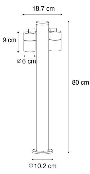 Stoječa zunanja svetilka črna 80 cm IP44 nastavljive 2-luč - Duo
