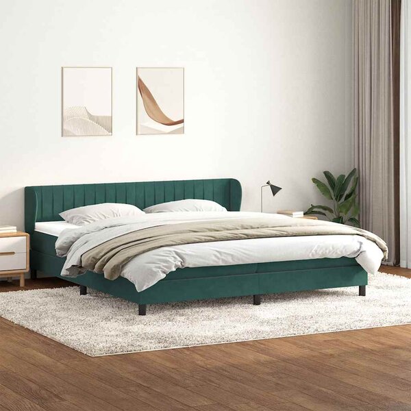 VidaXL Boxspring postelja z vzmetnicami temno zelena 180x220 cm žamet