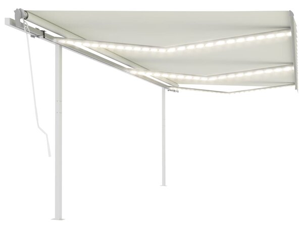 VidaXL Avtomatska tenda LED + senzor 6x3,5 m krem