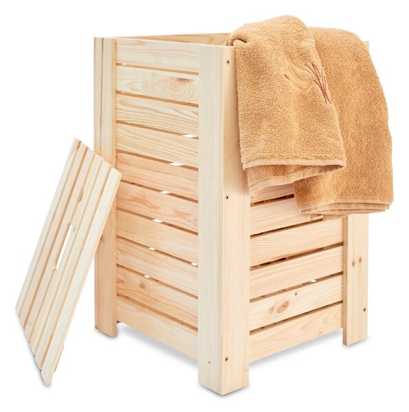 ATMOWOOD Lesena košara za perilo - naravna