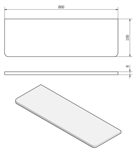 SAPHO 23484 polica 80 x 10 x 0,8 cm, prozornosteklo