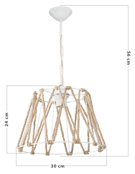 Stropna svetilka v beli in naravni barvi 55x30 cm - Squid Lighting