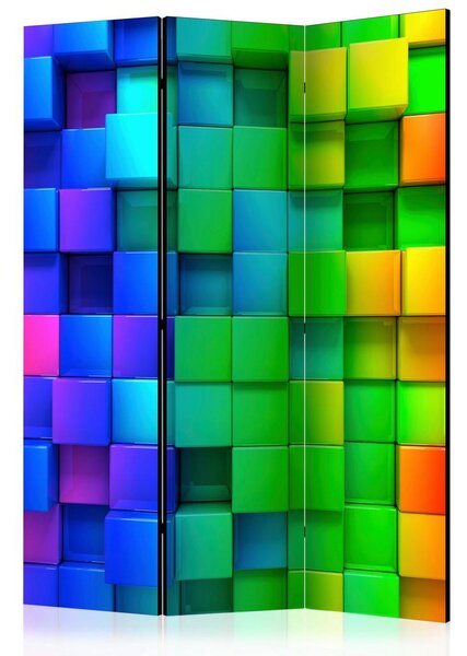 Artgeist Paravan Colourful Cubes, 3-Delni, Dvostranski