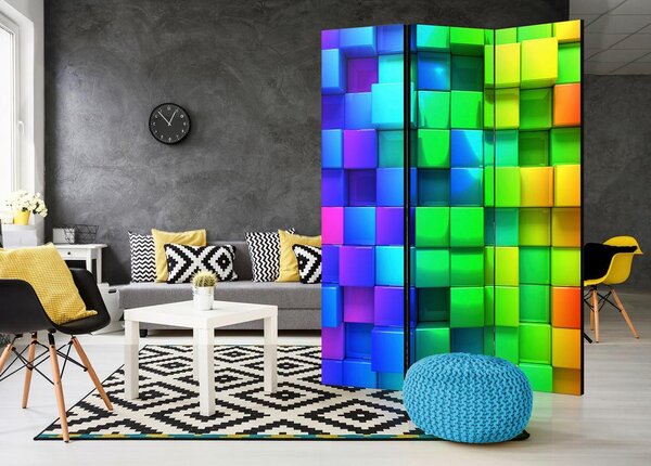 Artgeist Paravan Colourful Cubes, 3-Delni, Dvostranski