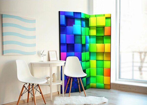 Artgeist Paravan Colourful Cubes, 3-Delni, Dvostranski