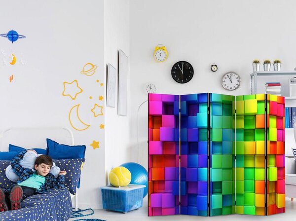 Artgeist Paravan Colourful Cubes I, 5-Delni, Enostranski