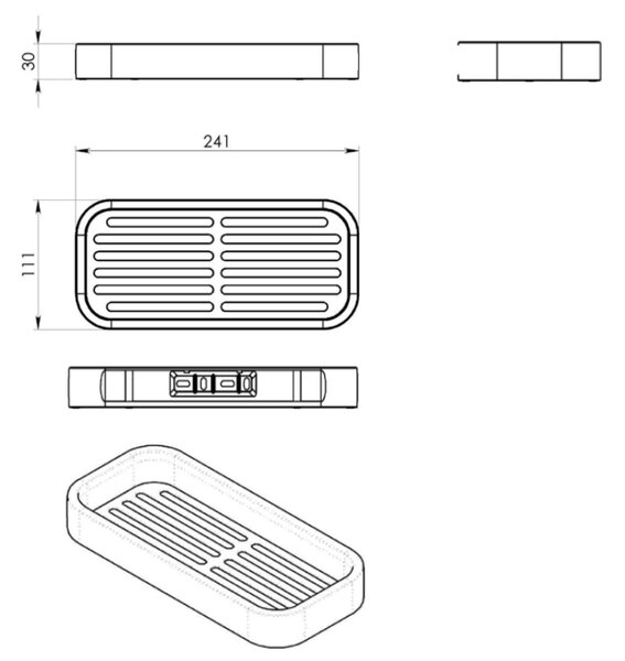 GEDY 321814 Pametna polica za prho, 24,1 x 3 x11,1 cm, črna mat