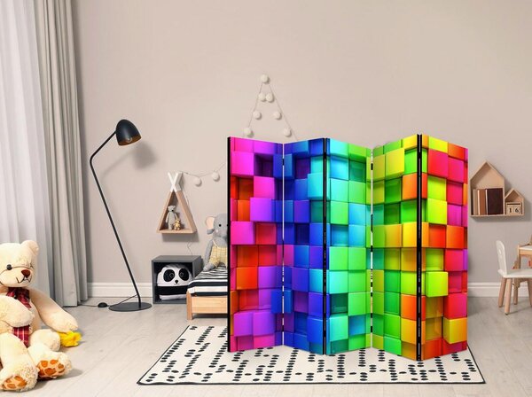 Artgeist Paravan Colourful Cubes I, 5-Delni, Enostranski