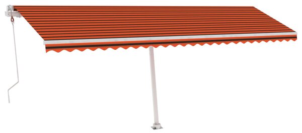 VidaXL Avtomatska tenda LED + senzor 600x350 cm oranžna/rjava