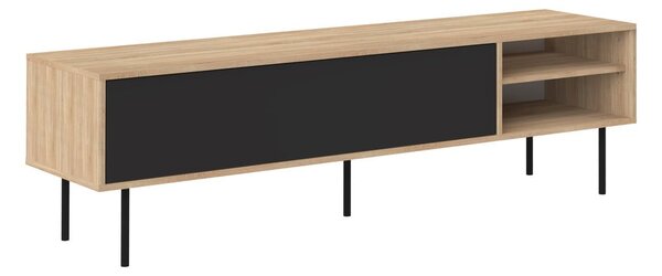 Črna/naravna TV omarica v hrastovem dekorju 165x40 cm Ampère – TemaHome