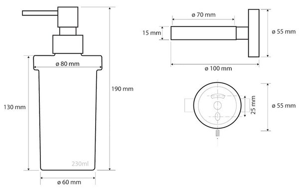 SAPHO XS101 X-Steel dozirnik za milo, mlečnosteklo/maščičeno nerjavno jeklo, 230 ml