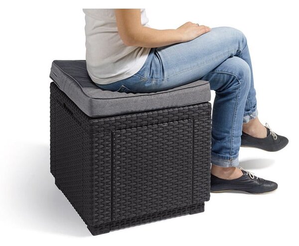 Temno siv vrtni tabure Cube – Keter