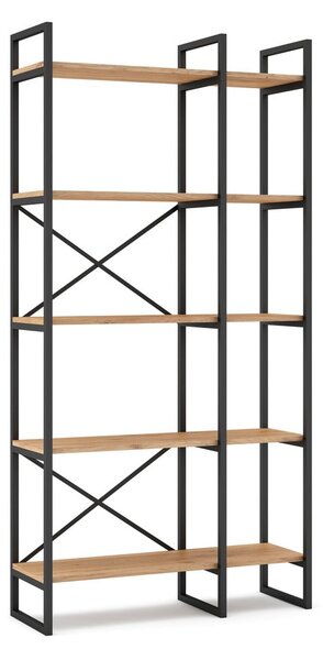 Črn/naravni regal v hrastovem dekorju 87,5x175 cm Dusan – Marckeric