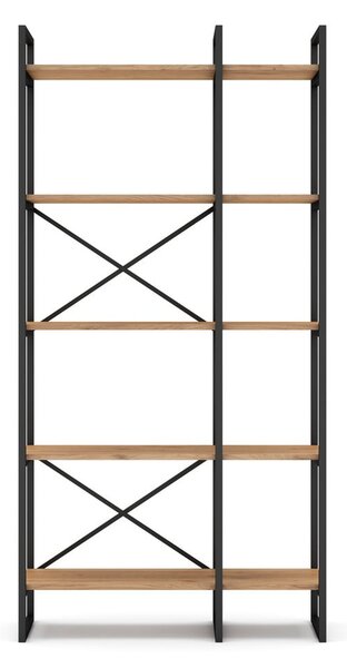 Črn/naravni regal v hrastovem dekorju 87,5x175 cm Dusan – Marckeric