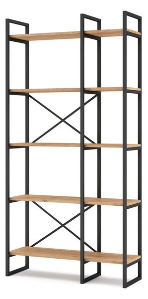 Črn/naravni regal v hrastovem dekorju 87,5x175 cm Dusan – Marckeric