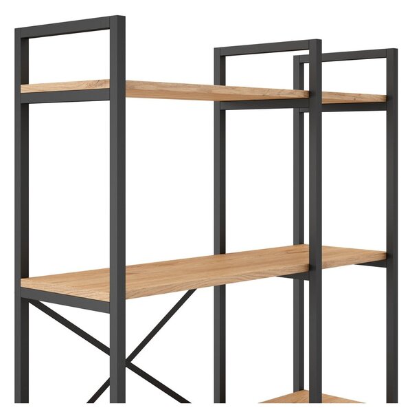 Črn/naravni regal v hrastovem dekorju 87,5x175 cm Dusan – Marckeric