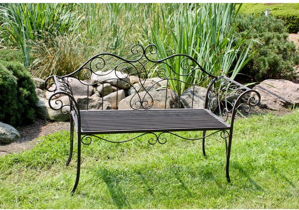 Črno-rjava kovinska vrtna klop Selene – Garden Pleasure