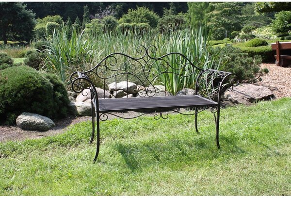 Črno-rjava kovinska vrtna klop Selene – Garden Pleasure