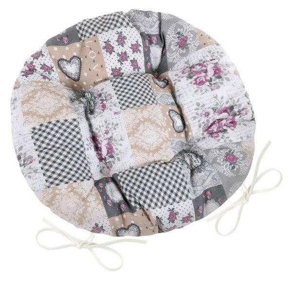 Bellatex Sedež DITA okrogel prešit Patchwork love,40 cm