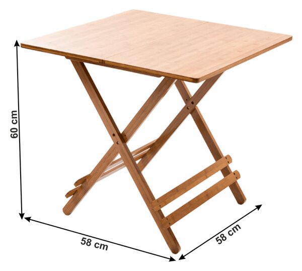 Zložljiva miza iz bambusa Denice, 58 x 58 x 60 cm