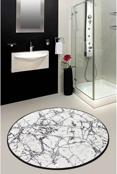Črno-bela kopalniška preproga Foutastic Marble Circle, ø 100 cm
