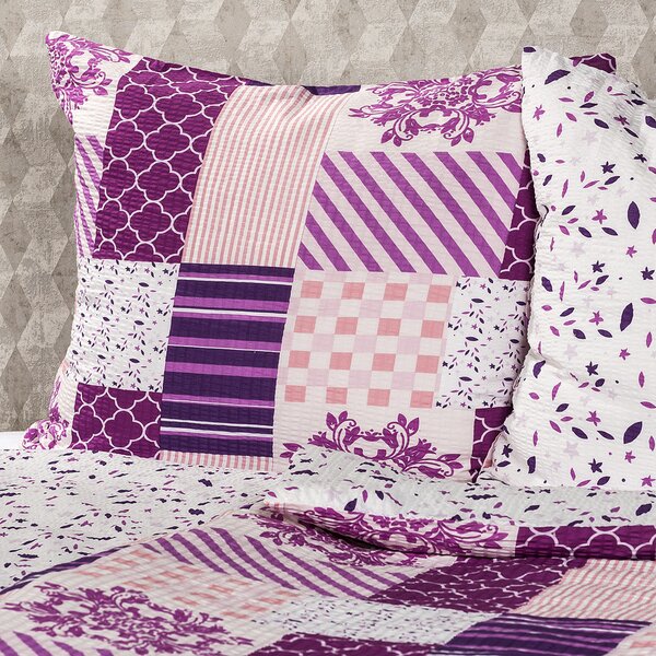 4Home Posteljnina iz krepa, Patchwork violet, 140 x 200 cm, 70 x 90 cm