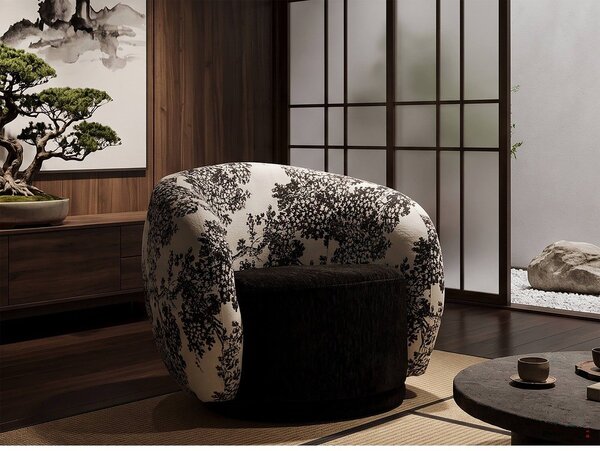 Črno-bel fotelj Oriental Style – Mauro Ferretti